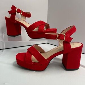 Chic Red Platform Sandals with Buckle Strap